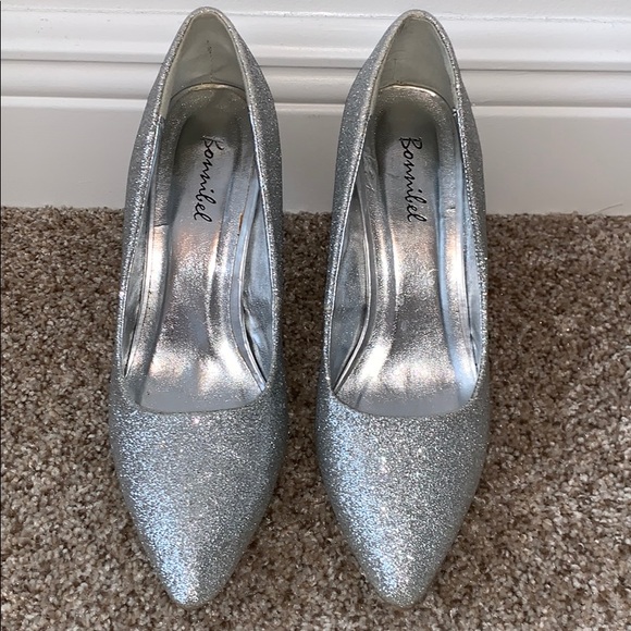 Bonnibel Sparkly Silver High Heels - Picture 2 of 3